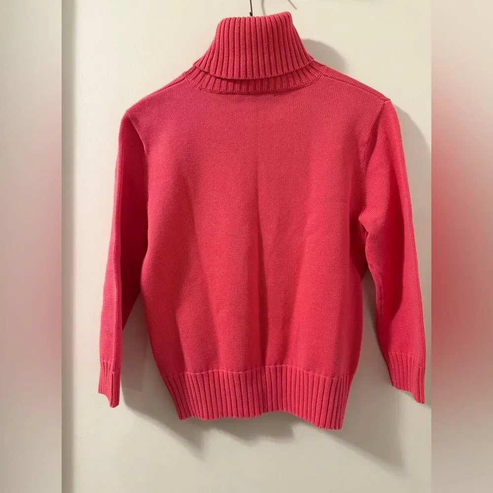 Ralph Lauren Girls Coral Pink Turtleneck Sweater